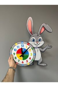 Sevimli Zeki Tavşan Montessori Çocuk Odası Eğitici Ahşap Duvar Saati - Sessiz Mekanizma, Eğitici Sevimli Zeki Tavşan Montessori Çocuk Odası Eğitici Ahşap Duvar Saati - Sessiz Mekanizma, Eğitici.
