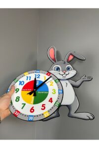 Sevimli Zeki Tavşan Montessori Çocuk Odası Eğitici Ahşap Duvar Saati - Sessiz Mekanizma, Eğitici Sevimli Zeki Tavşan Montessori Çocuk Odası Eğitici Ahşap Duvar Saati - Sessiz Mekanizma, Eğitici.