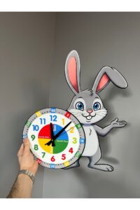 Sevimli Zeki Tavşan Montessori Çocuk Odası Eğitici Ahşap Duvar Saati - Sessiz Mekanizma, Eğitici Sevimli Zeki Tavşan Montessori Çocuk Odası Eğitici Ahşap Duvar Saati - Sessiz Mekanizma, Eğitici.