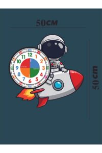 Sevimli Astronot Montessori Çocuk Odası Eğitici Ahşap Duvar Saati - Sessiz Mekanizma, Şık Tasarım Sevimli Astronot Montessori Çocuk Odası Eğitici Ahşap Duvar Saati - Sessiz Mekanizma, Şık Tasarım.