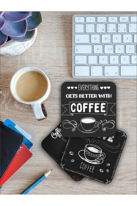 Siyah Kahve/coffee Temalı Bardak Altlığı Ahşap Baskılı Altlık 6'lı Set (9 X9CM) Siyah Kahve/coffee Temalı Bardak Altlığı Ahşap Baskılı Altlık 6'lı Set (9 X9CM).