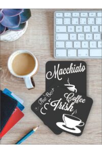 Kahve/coffee Yazılı Bardak Altlığı Ahşap Baskılı Altlık 6'lı Set (9 X9CM) Kahve/coffee Yazılı Bardak Altlığı Ahşap Baskılı Altlık 6'lı Set (9 X9CM).