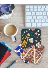 Çiçek Desenli Bardak Altlığı Ahşap Baskılı Altlık 6'lı Set (9 X9CM) Çiçek Desenli Bardak Altlığı Ahşap Baskılı Altlık 6'lı Set (9 X9CM).