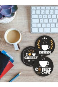 Kahve Bardağı Temalı Bardak Altlığı Ahşap Baskılı Altlık 6'lı Set (9 X9CM) Kahve Bardağı Temalı Bardak Altlığı Ahşap Baskılı Altlık 6'lı Set (9 X9CM).