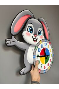 Sevimli Bunny Tavşan Montessori Çocuk Odası Eğitici Ahşap Duvar Saati - Sessiz Mekanizma, Şık Sevimli Bunny Tavşan Montessori Çocuk Odası Eğitici Ahşap Duvar Saati - Sessiz Mekanizma, Şık.