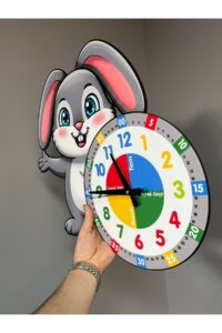 Sevimli Bunny Tavşan Montessori Çocuk Odası Eğitici Ahşap Duvar Saati - Sessiz Mekanizma, Şık Sevimli Bunny Tavşan Montessori Çocuk Odası Eğitici Ahşap Duvar Saati - Sessiz Mekanizma, Şık.