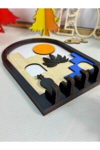 Dekoratif Soyut Merdiven Tasarım 3D Katmanlı Ahşap Duvar Anahtarlık Dekoratif Soyut Merdiven Tasarım 3D Katmanlı Ahşap Duvar Anahtarlık.