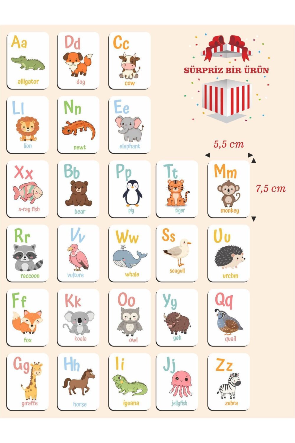 Ahşap Ingilizce Alfabe Kartları - Alfabe Ingilizce Eğitim Seti Ingilizce Öğrenme Kartları Montessori.