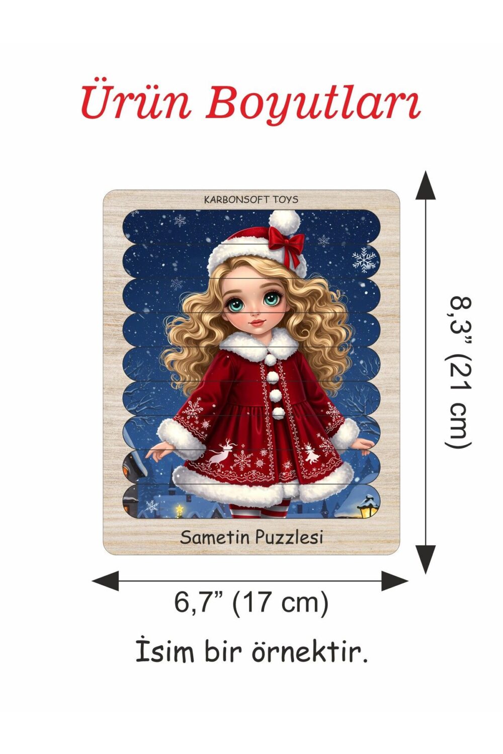Çocuk Bulmaca Oyuncakları, Noel Oyuncakları, Montessori Oyunu, Geyik ve kız temalı 2+ Bulmacalar.