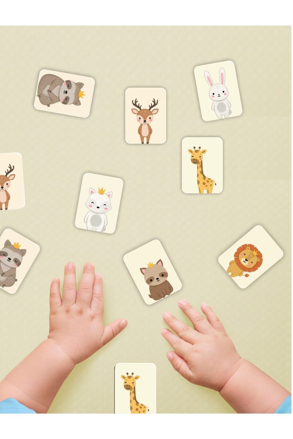 Zeka Kartları Ahşap Eğitici Hafıza Eşleştirme Oyunu Sevimli Hayvanlar Puzzle Oyuncak ( 5,5 x 7,5 CM).
