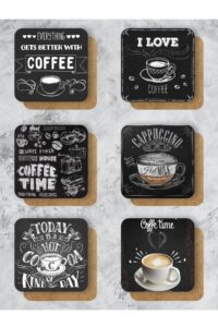 Siyah Kahve/coffee Temalı Bardak Altlığı Ahşap Baskılı Altlık 6'lı Set (9 X9CM) Siyah Kahve/coffee Temalı Bardak Altlığı Ahşap Baskılı Altlık 6'lı Set (9 X9CM).
