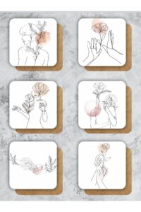 Bohom Kadın Illüstrasyon Temalı Ahşap Bardak Altlığı Ahşap Baskılı Altlık 6'lı Set (9 X9CM) Bohom Kadın Illüstrasyon Temalı Ahşap Bardak Altlığı Ahşap Baskılı Altlık 6'lı Set (9 X9CM).