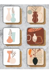 Bohem Çiçek Vazo Temalı Ahşap Bardak Altlığı Ahşap Baskılı Altlık 6'lı Set (9 X9CM) Bohem Çiçek Vazo Temalı Ahşap Bardak Altlığı Ahşap Baskılı Altlık 6'lı Set (9 X9CM).