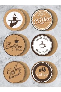 Retro Kahve/coffee Temalı Bardak Altlığı Ahşap Baskılı Altlık 6'lı Set (9 X9CM) Retro Kahve/coffee Temalı Bardak Altlığı Ahşap Baskılı Altlık 6'lı Set (9 X9CM).