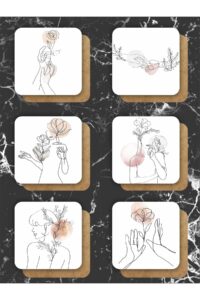 Bohom Kadın Illüstrasyon Temalı Ahşap Bardak Altlığı Ahşap Baskılı Altlık 6'lı Set (9 X9CM) Bohom Kadın Illüstrasyon Temalı Ahşap Bardak Altlığı Ahşap Baskılı Altlık 6'lı Set (9 X9CM).