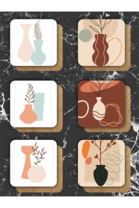 Bohem Çiçek Vazo Temalı Ahşap Bardak Altlığı Ahşap Baskılı Altlık 6'lı Set (9 X9CM) Bohem Çiçek Vazo Temalı Ahşap Bardak Altlığı Ahşap Baskılı Altlık 6'lı Set (9 X9CM).