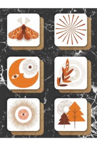 Bohem Çam Ağacı Temalı Ahşap Bardak Altlığı Ahşap Baskılı Altlık 6'lı Set (9 X9CM) Bohem Çam Ağacı Temalı Ahşap Bardak Altlığı Ahşap Baskılı Altlık 6'lı Set (9 X9CM).