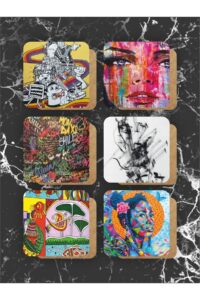 Sanat Kadın Temalı Ahşap Bardak Altlığı Ahşap Baskılı Altlık 6'lı Set (9 X9CM) Sanat Kadın Temalı Ahşap Bardak Altlığı Ahşap Baskılı Altlık 6'lı Set (9 X9CM).