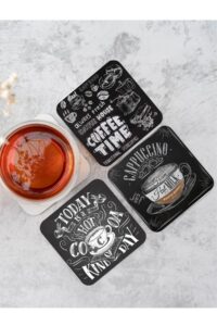 Siyah Kahve/coffee Temalı Bardak Altlığı Ahşap Baskılı Altlık 6'lı Set (9 X9CM) Siyah Kahve/coffee Temalı Bardak Altlığı Ahşap Baskılı Altlık 6'lı Set (9 X9CM).