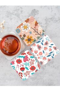 Çiçek Desenli Bardak Altlığı Ahşap Baskılı Altlık 6'lı Set (9 X9CM) Çiçek Desenli Bardak Altlığı Ahşap Baskılı Altlık 6'lı Set (9 X9CM).