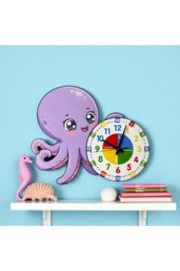 Montessori Eğitici Ahtapot Temalı Renkli Çocuk Duvar Saati | Ahşap Malzeme + UV Baskı Montessori Eğitici Ahtapot Temalı Renkli Çocuk Duvar Saati | Ahşap Malzeme + UV Baskı.