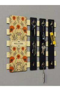 Ahşap Çiçek Desenli "Welcome " Yazılı Kapı Girişi Anahtarlık Askılığı Anahtarlık Tutucu 9 Kanca Ahşap Çiçek Desenli "Welcome " Yazılı Kapı Girişi Anahtarlık Askılığı Anahtarlık Tutucu 9 Kanca.